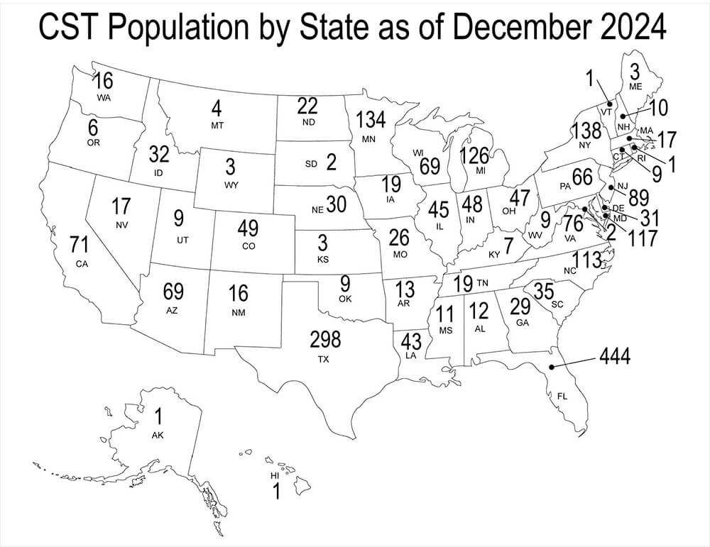 CST Population by State as of December 2024